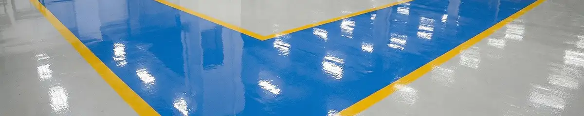 A factory floor professionally covered and marked with epoxy flooring in South Bend, IN