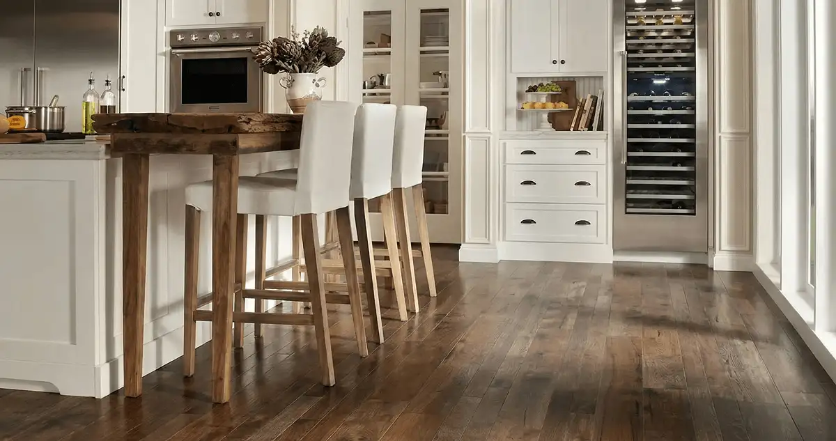 Professionally installed and refinished hardwood flooring in a residential home, showcasing smooth finish and natural wood tones in South Bend, IN