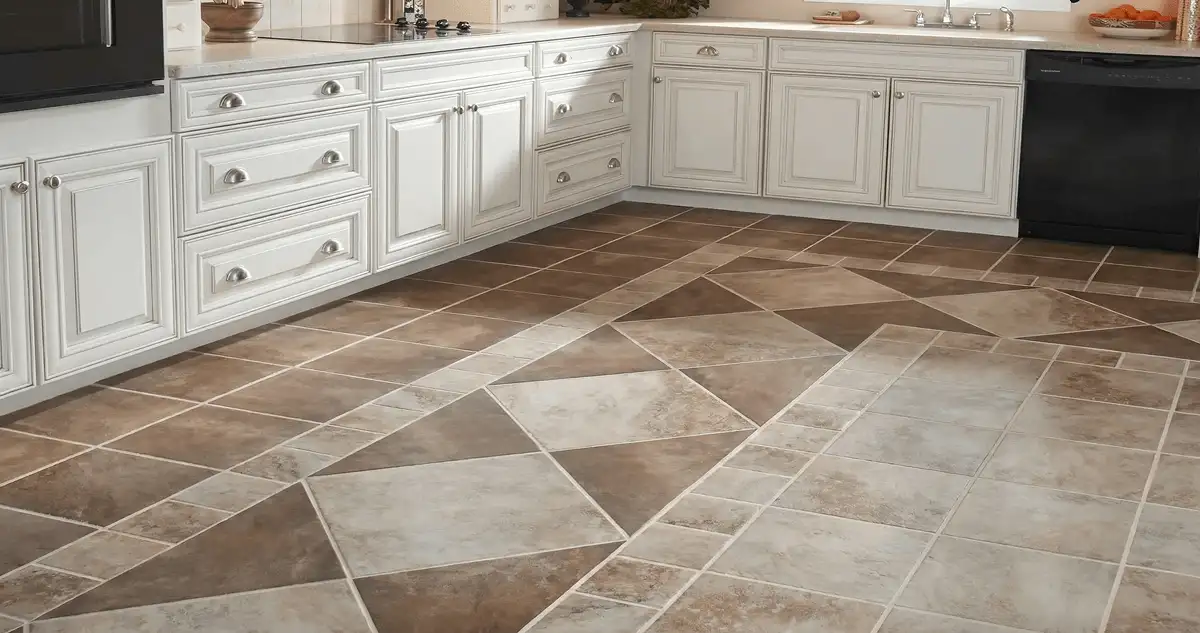 Kitchen with white cabinets and a professionally installed tile floor in South Bend, IN
